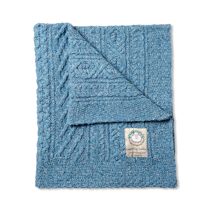 Classic Aran Knitted Baby Blanket in Pure Merino Wool