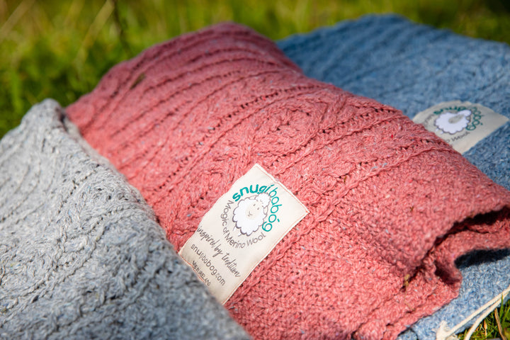 Classic Aran Knitted Baby Blanket in Pure Merino Wool