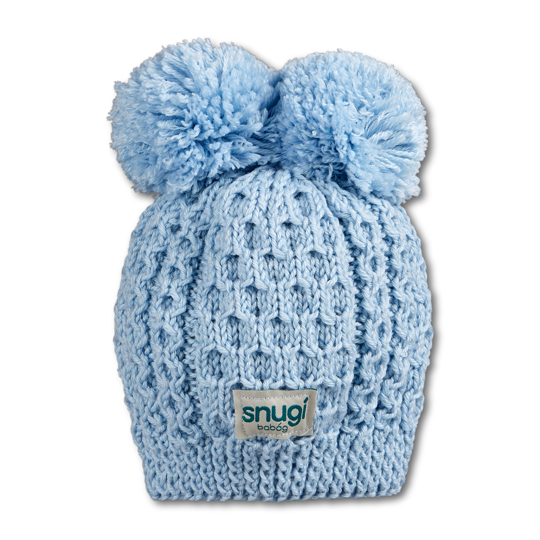 Honeycomb Baby Hat in Pure Merino Wool with Double Pom Pom - in finest 100% Italian Sesia merino wool
