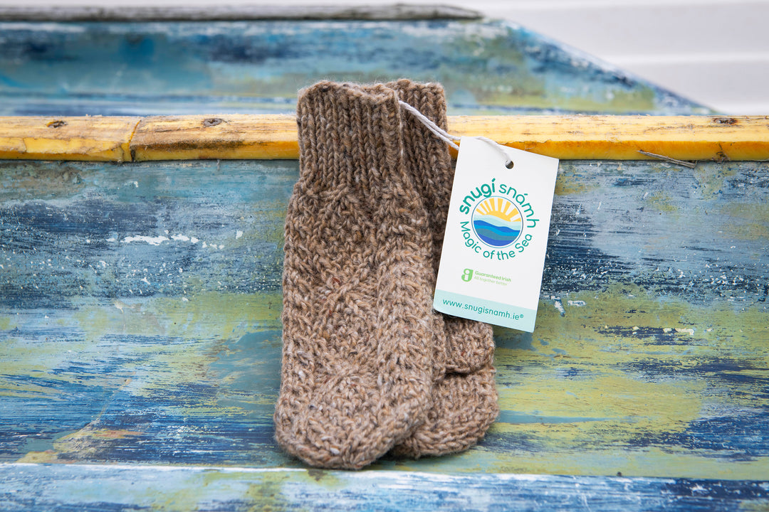 Unisex Hand-Knit Aran Mittens in Pure Donegal ‘Kilcarra Tweed’ Wool