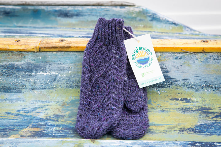 Unisex Hand-Knit Aran Mittens in Pure Donegal ‘Kilcarra Tweed’ Wool