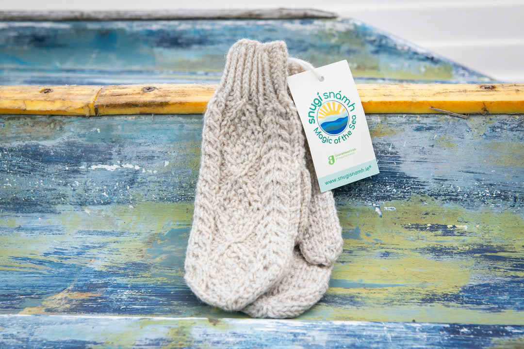 Unisex Hand-Knit Aran Mittens in Pure Donegal ‘Kilcarra Tweed’ Wool