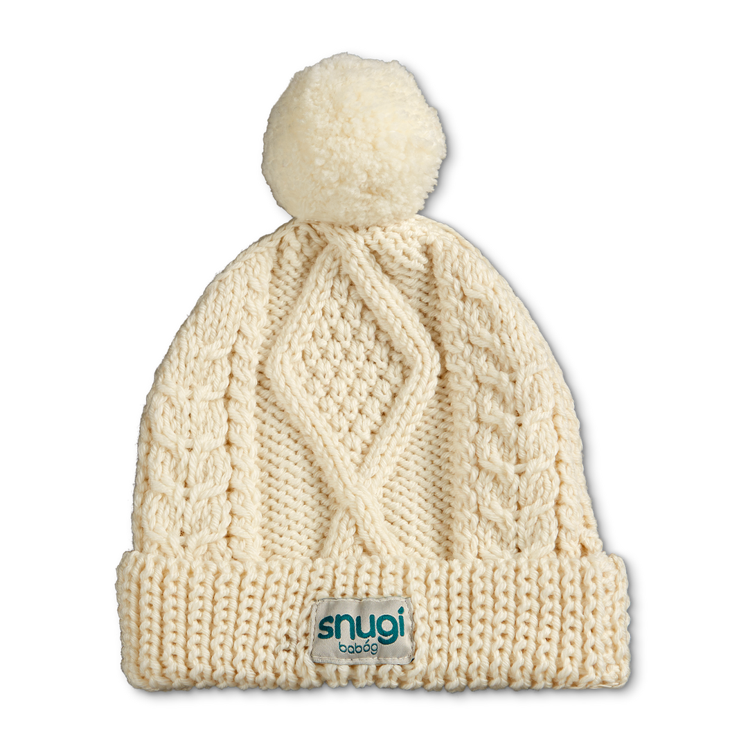 Knitted Aran Merino Wool Baby’s Bobble Hat
