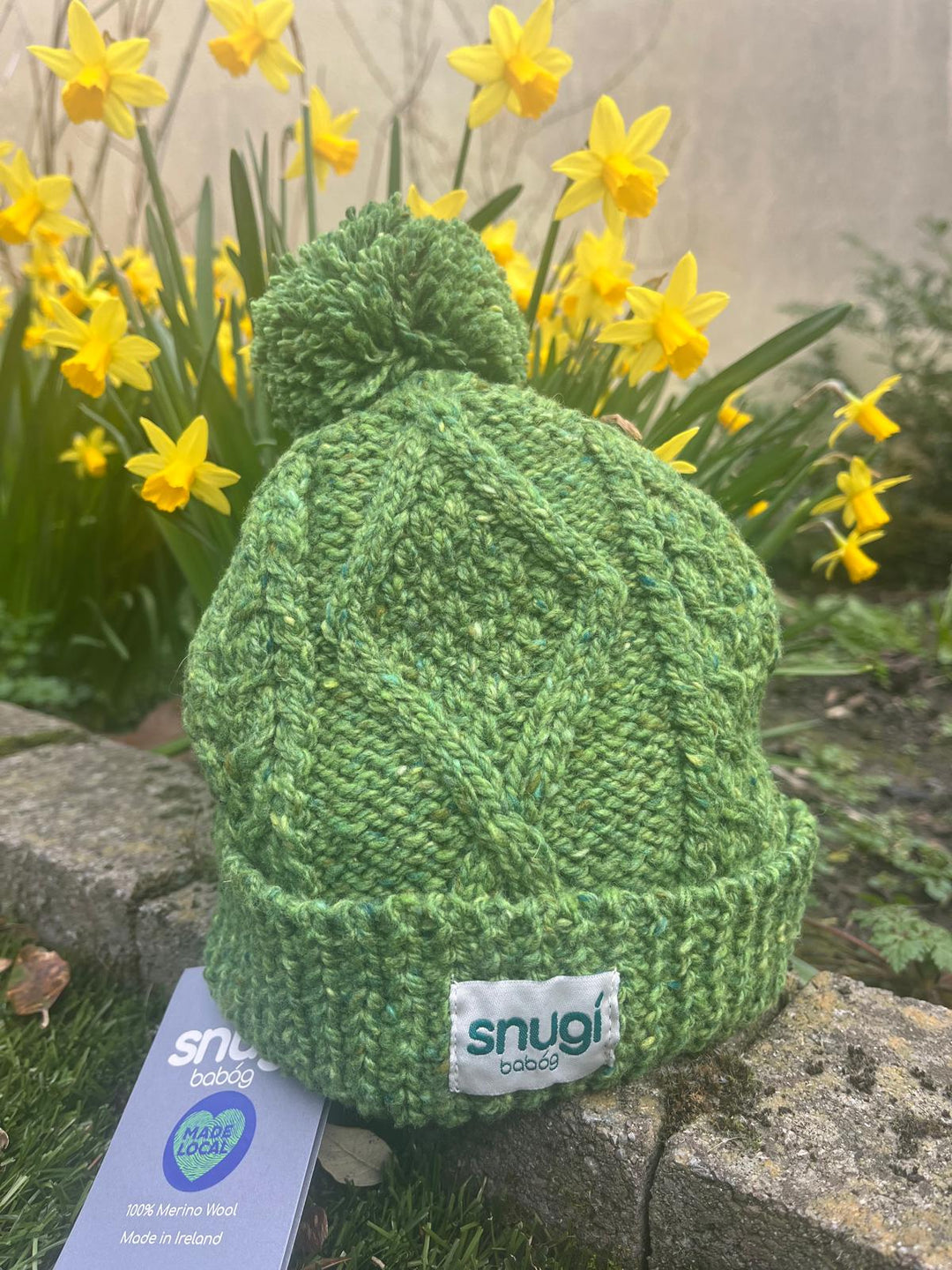 Knitted Aran Merino Wool Baby’s Bobble Hat