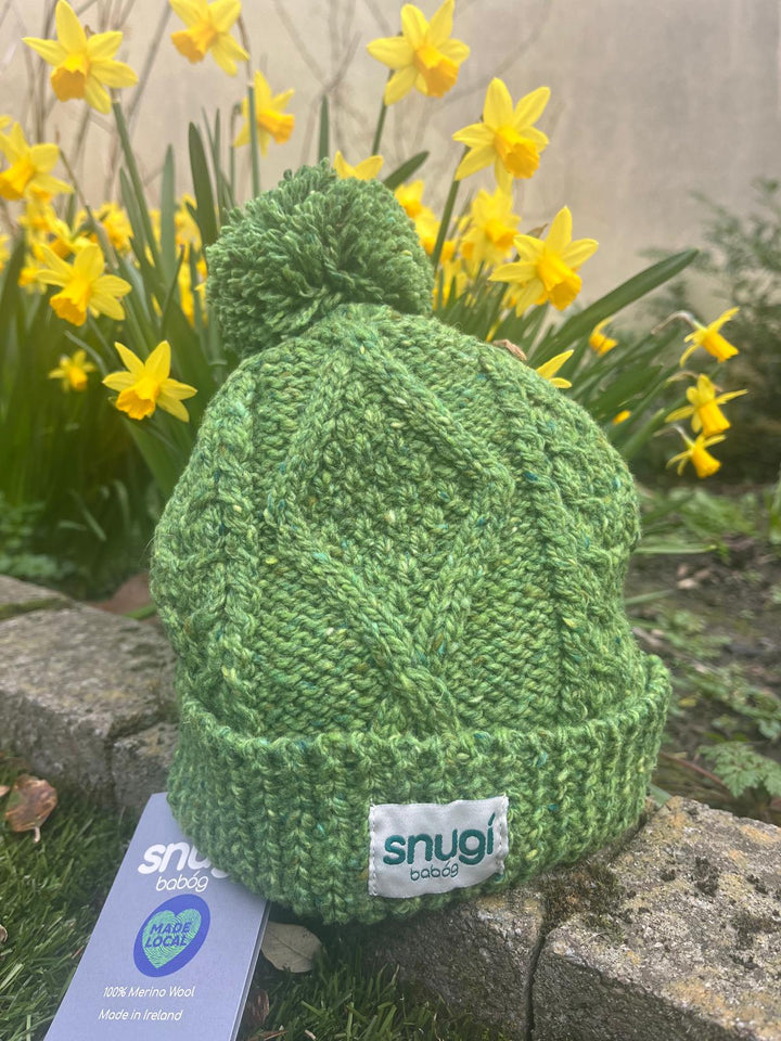 Knitted Aran Merino Wool Baby’s Bobble Hat
